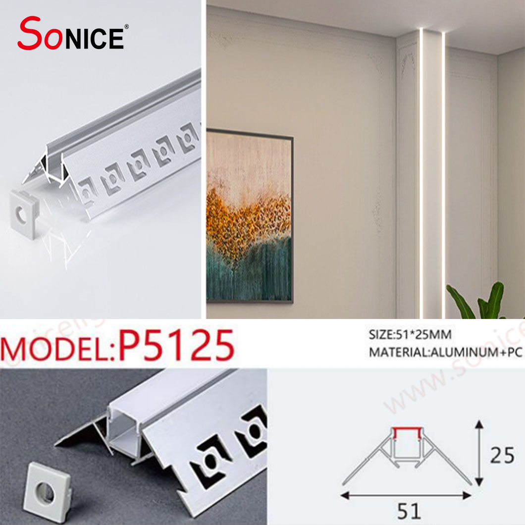 wall corner profile linear light
