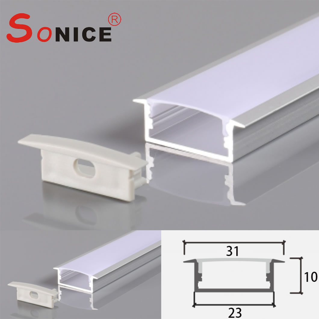 outside, surface mountedLED profile with LED strip