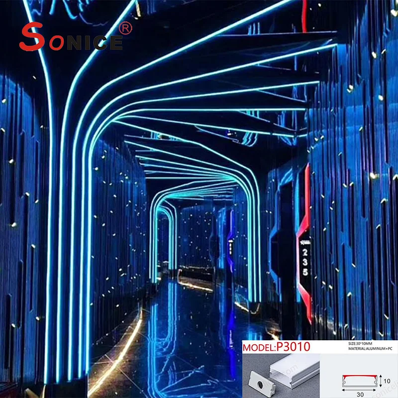 outside, surface mountedLED profile with LED strip