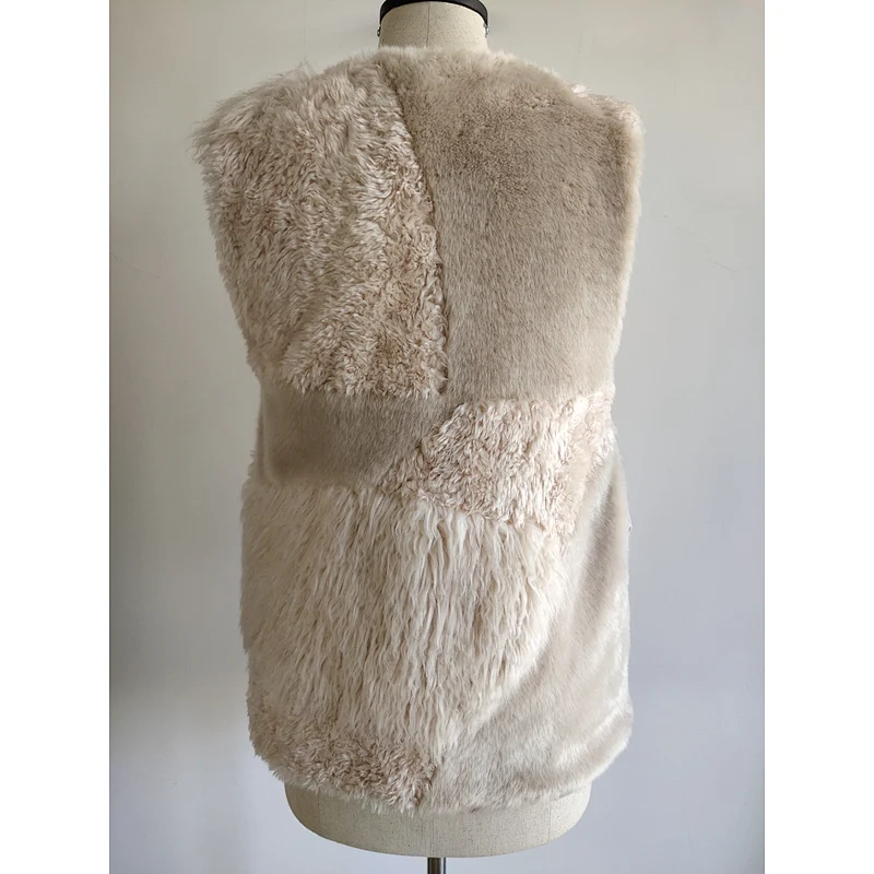 New design short faux fur concise lady vest
