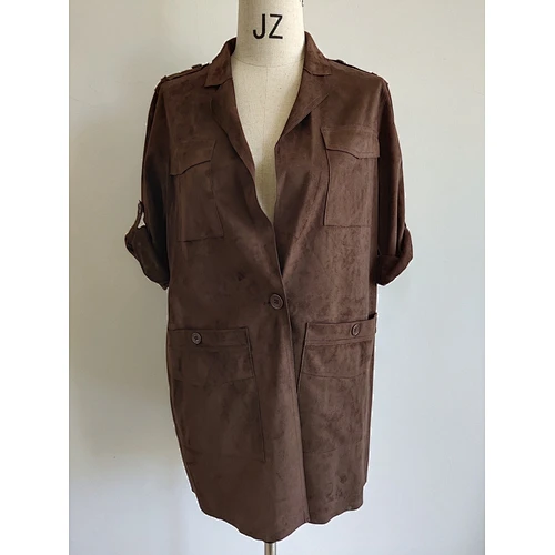 Faux suede trench coat latest design women coat