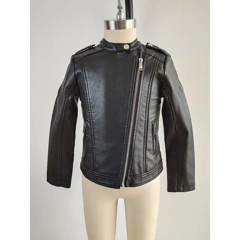 Custom made baby girls PU leather jacket