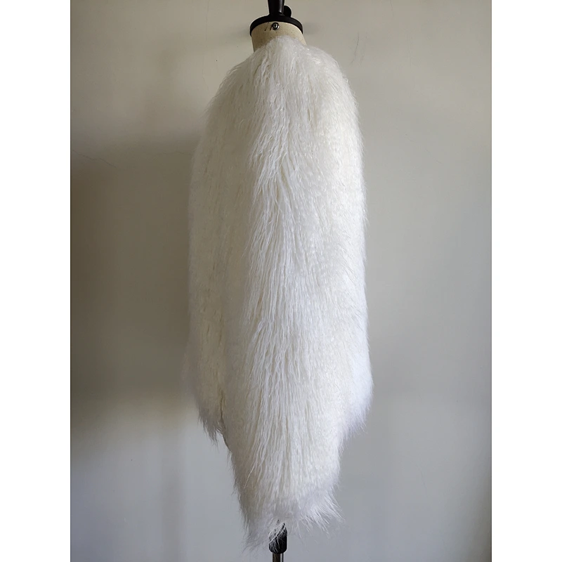 Women White Faux Fur Coat