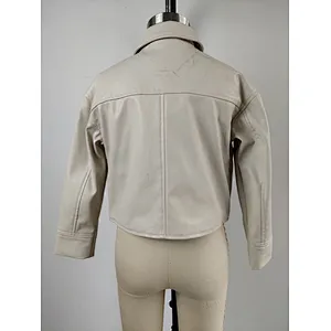 China OEM girl PU leather short coat