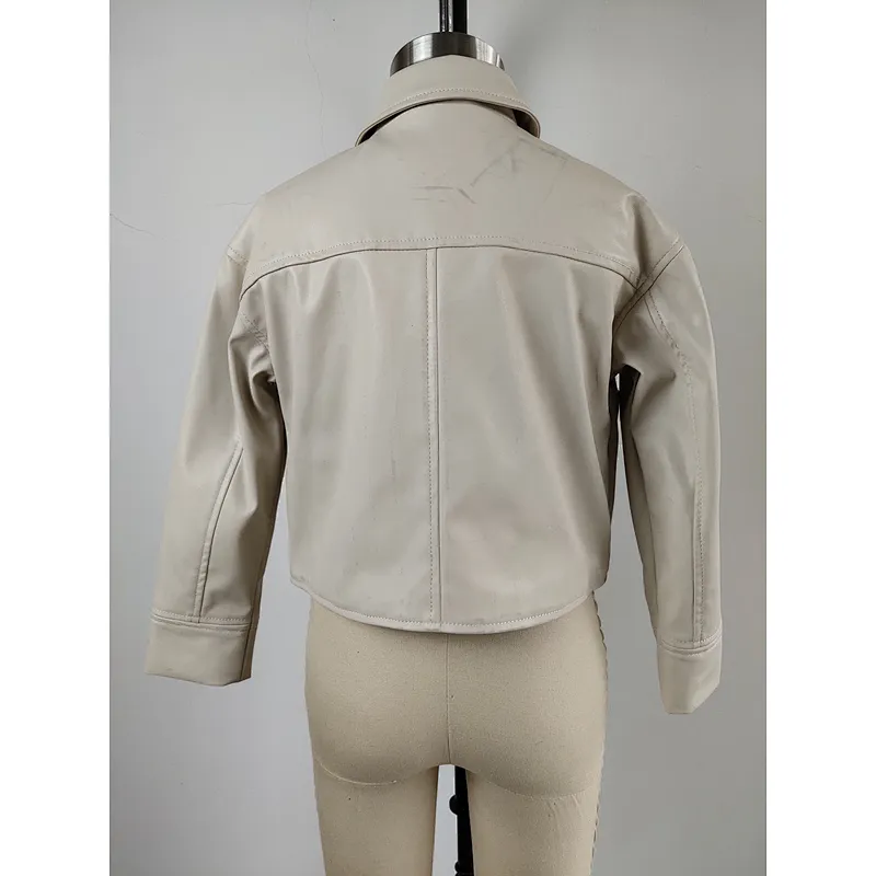 China OEM girl PU leather short coat