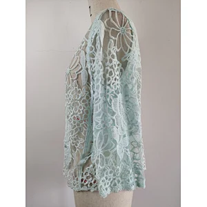 Latest fashion woman green lace tops