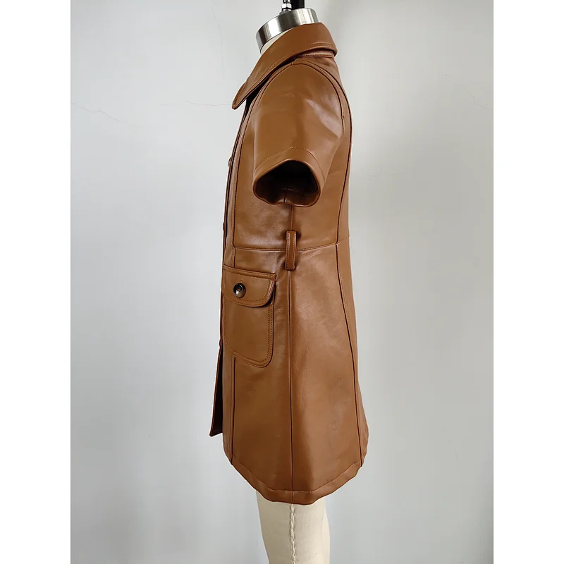 Lastest design hot seller PU jacket long coat for girls