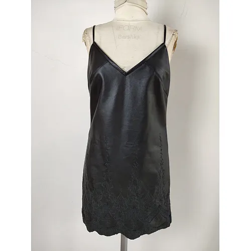 New fashion V-Neck Shiny PU Leather Slim Stylish Evening Slip Dress