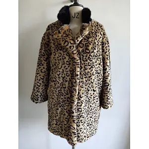 Leopard fur coat soft fabric for women winter style