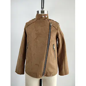 Fashion Brown Kids Suede Jacket Girls coat