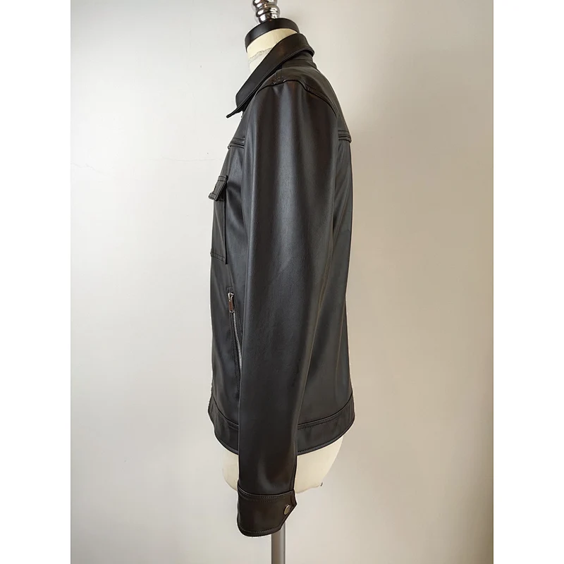 Shiny black casual bomber jackets for men