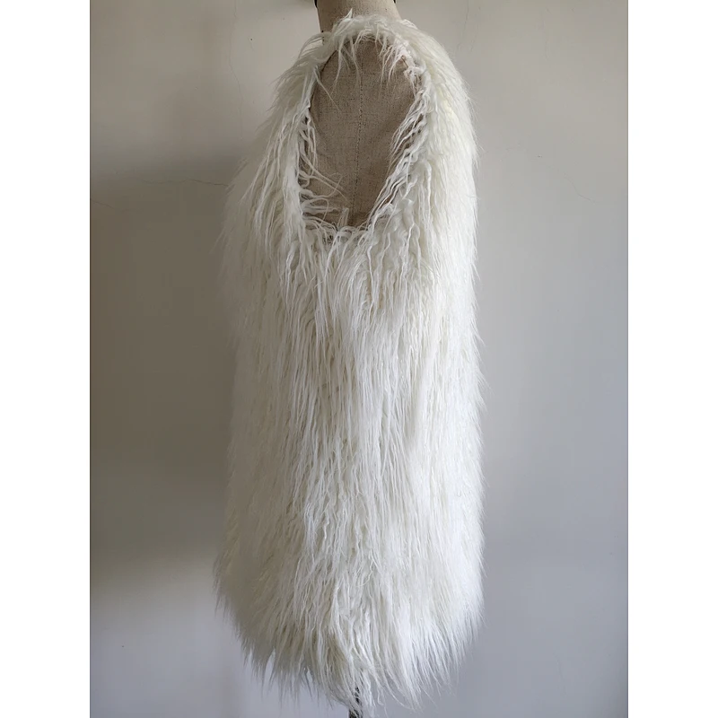 Mid-long style artificial fur vest for women