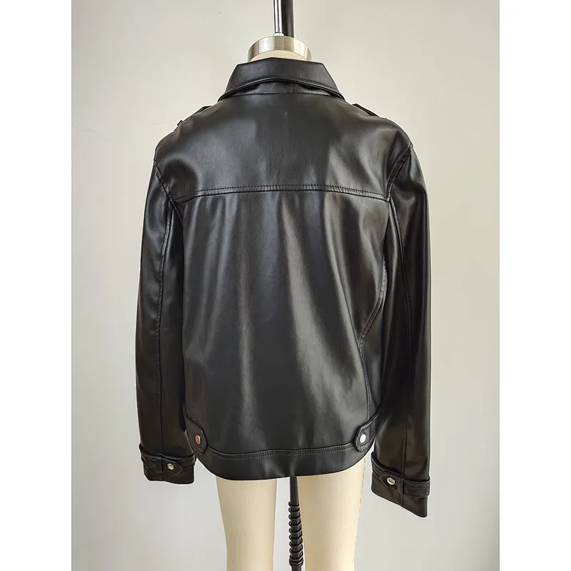 Long glossy kids PU Leather Jacket