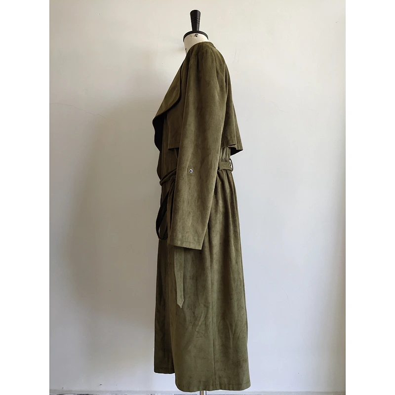 Long Ladies Suede Trench Coat for Women