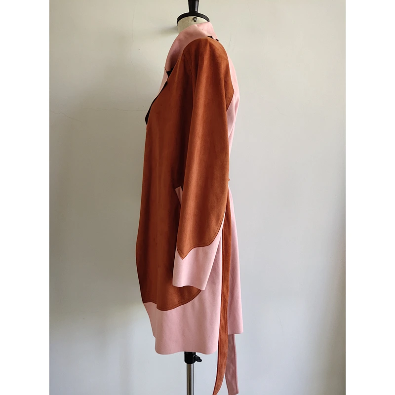 Fancy 100% suede coat women long suede jacket