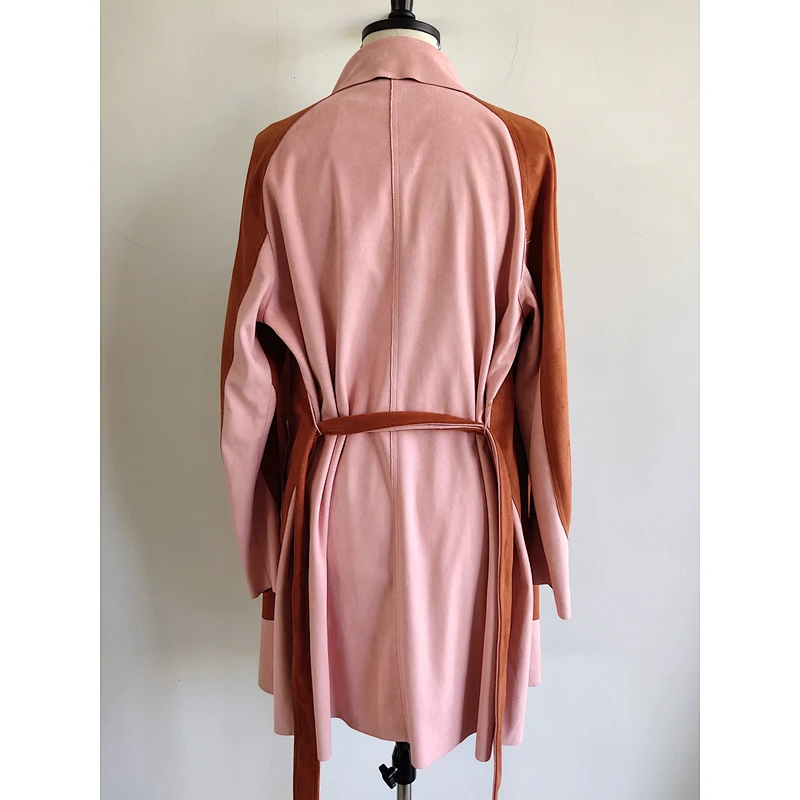 Fancy 100% suede coat women long suede jacket
