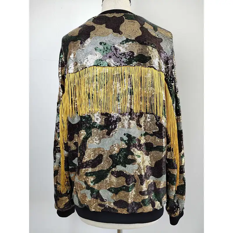 OEM women tops multicolor sequin top