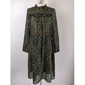 New women's long-sleeved ladies chiffon print dress