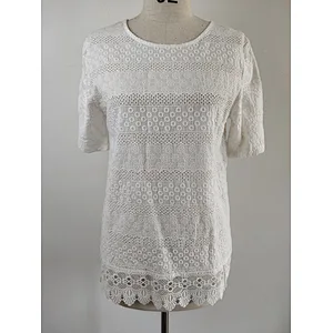 High quality cool breathable girl check lace tops ladies blouses