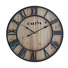 Modern Iron Framed Wall Clock With Wooden Back