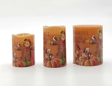 LED wax candle light with decal