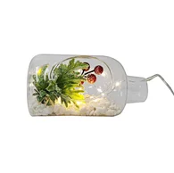 LED glass bottle with xmas deco with light chain