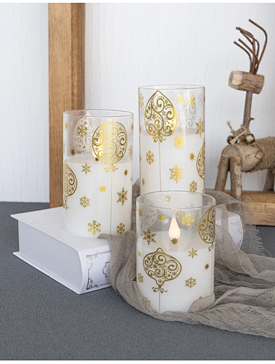 led candle with glass