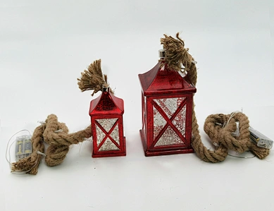 LED glass lantern with hemp rope