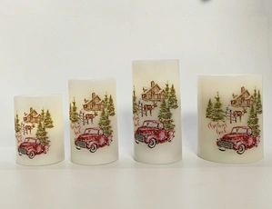 LED wax candle light with decal