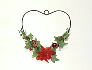 Metal candle holder with Xmas wreath