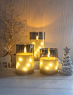 LED glass candle with light chain inside
