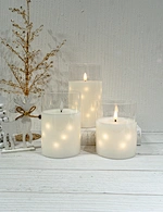 LED glass candle with light chain inside