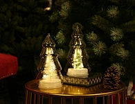 LED glass tree with xmas tree deco