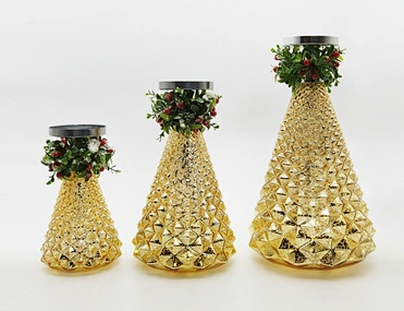 Led glass holder with wreath