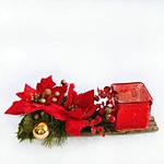 Glass candle holder with decoration