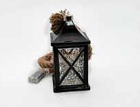 LED glass lantern with hemp rope