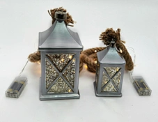 LED glass lantern with hemp rope