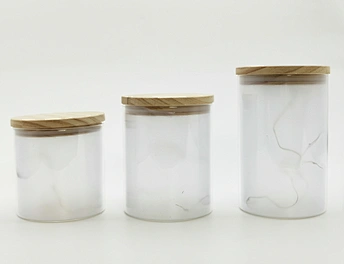 Glass cup with wooden top with 3D PVC  sheet