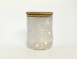 Glass cup with wooden top with 3D PVC  sheet