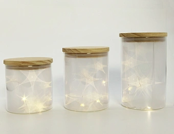 Glass cup with wooden top with 3D PVC  sheet