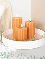 3Pcs Vertical Stripe Flameless Candles