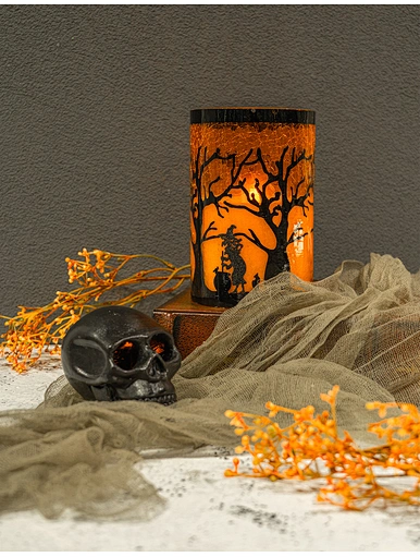 LED glass wax candle with decal