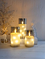 led candle with glass