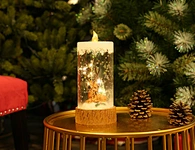 LED glass with resin deco