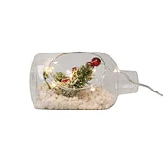 LED glass bottle with xmas deco with light chain