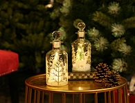 LED glass bottle with xmas tree deco