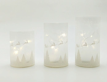 Silk  printing frosted glass cup with string light