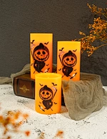 3Pcs Halloween Flameless Flickering Candles With Decal