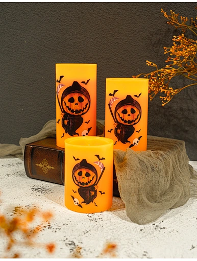 LED wax candle with decal