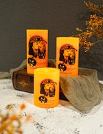 3Pcs Halloween Flameless Flickering Candles With Decal